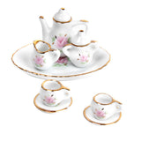 Maxbell 8pcs Dollhouse Miniature Dining Ware Porcelain Tea Set Dish Cup Plate Floral