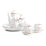 Maxbell 8pcs Dollhouse Miniature Dining Ware Porcelain Tea Set Dish Cup Plate Floral
