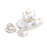 Maxbell 8pcs Dollhouse Miniature Dining Ware Porcelain Tea Set Dish Cup Plate Floral