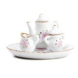 Maxbell 8pcs Dollhouse Miniature Dining Ware Porcelain Tea Set Dish Cup Plate Floral