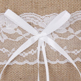 Maxbell RUSTIC Burlap Jute Lace Wedding Party Guest Book Pen Stand Ring Bearer Pillow 4"
