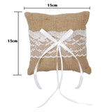 Maxbell RUSTIC Burlap Jute Lace Wedding Party Guest Book Pen Stand Ring Bearer Pillow 4"