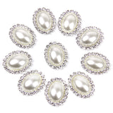 Maxbell 30pcs Vary Shape Faux Pearl Button Crystal Beige Flatback Wedding Decor 20x25mm