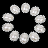 Maxbell 20x Oval/Teardrop Crystal Wedding Topper Stick On Pearl Button Flatback 20x25mm