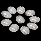 Maxbell 30pcs Vary Shape Faux Pearl Button Crystal Beige Flatback Wedding Decor 20x25mm