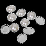 Maxbell 30pcs Vary Shape Faux Pearl Button Crystal Beige Flatback Wedding Decor 20x25mm