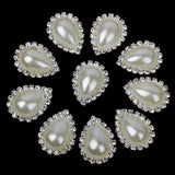 Maxbell 30pcs Vary Shape Faux Pearl Button Crystal Beige Flatback Wedding Decor 20x25mm