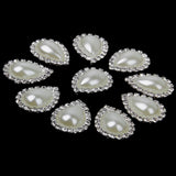 Maxbell 30pcs Vary Shape Faux Pearl Button Crystal Beige Flatback Wedding Decor 20x25mm