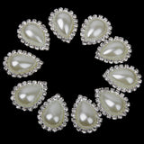 Maxbell 30pcs Vary Shape Faux Pearl Button Crystal Beige Flatback Wedding Decor 20x25mm