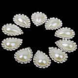 Maxbell 20x Oval/Teardrop Crystal Wedding Topper Stick On Pearl Button Flatback 20x25mm