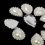 Maxbell 30pcs Vary Shape Faux Pearl Button Crystal Beige Flatback Wedding Decor 20x25mm
