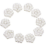 Maxbell 4x10pcs 20mm Crystal Rhinestone Pearl Flower Embellishments Button Flatback