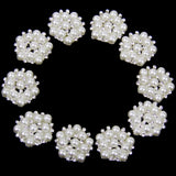 Maxbell 4x10pcs 20mm Crystal Rhinestone Pearl Flower Embellishments Button Flatback