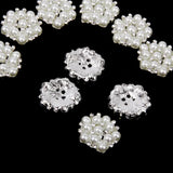 Maxbell 4x10pcs 20mm Crystal Rhinestone Pearl Flower Embellishments Button Flatback