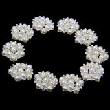 Maxbell 4x10pcs 20mm Crystal Rhinestone Pearl Flower Embellishments Button Flatback