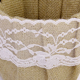 Maxbell 2pcs Burlap Jute Floral Lace Bowknot Flower Girl Basket Rustic Wedding Decor