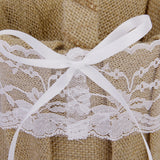 Maxbell RUSTIC Burlap Jute Lace Wedding Ceremony 2 Flower Girl Baskets & Guest Book Pen