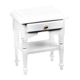 Maxbell 1/12 Dollhouse Bedside Cabinet Miniature Furniture Decoration White Wooden