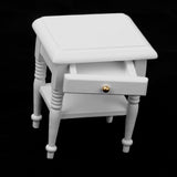 Maxbell Dolls House Miniature White Wooden TV Cabinet Stand & Nighstand Bedside Table
