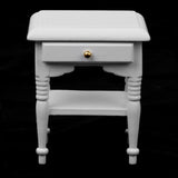 Maxbell Dolls House Miniature White Wooden TV Cabinet Stand & Nighstand Bedside Table