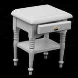Maxbell 1/12 Dollhouse Bedside Cabinet Miniature Furniture Decoration White Wooden