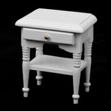 Maxbell Dolls House Miniature White Wooden TV Cabinet Stand & Nighstand Bedside Table