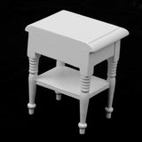 Maxbell Dolls House Miniature White Wooden TV Cabinet Stand & Nighstand Bedside Table
