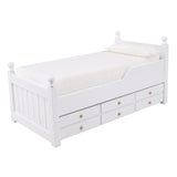 Maxbell Dollhouse Miniature Drawer Bed Furniture Model Two Layers Wood for Bedroom