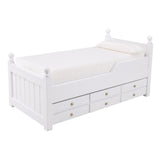 Maxbell Dollhouse Miniature Drawer Bed Furniture Model Two Layers Wood for Bedroom