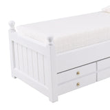 Maxbell Dollhouse Miniature Drawer Bed Furniture Model Two Layers Wood for Bedroom