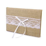 Maxbell RUSTIC Burlap Jute Lace Wedding Ceremony 2 Flower Girl Baskets & Guest Book Pen