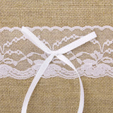 Maxbell RUSTIC Burlap Jute Lace Wedding Ceremony 2 Flower Girl Baskets & Guest Book Pen