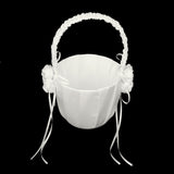 Maxbell 2x Satin Ivory Roses Wedding CeremonyFlowerBasket