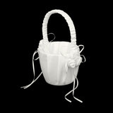 Maxbell 2x Satin Ivory Roses Wedding CeremonyFlowerBasket