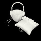Maxbell 2x Satin Ivory Roses Wedding CeremonyFlowerBasket