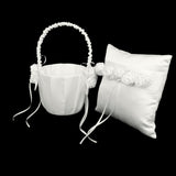 Maxbell 2x Satin Ivory Roses Wedding CeremonyFlowerBasket