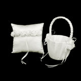 Maxbell 2x Satin Ivory Roses Wedding CeremonyFlowerBasket