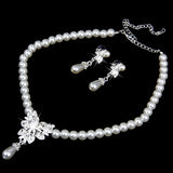 Maxbell Elegant Crystal Pearl Necklace Earrings Bracelet Wristband Wedding Jewelry Set - Aladdin Shoppers