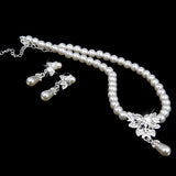 Maxbell Elegant Crystal Pearl Necklace Earrings Bracelet Wristband Wedding Jewelry Set - Aladdin Shoppers