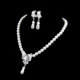 Maxbell Elegant Crystal Pearl Necklace Earrings Bracelet Wristband Wedding Jewelry Set - Aladdin Shoppers