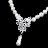 Maxbell Elegant Crystal Pearl Necklace Earrings Bracelet Wristband Wedding Jewelry Set - Aladdin Shoppers