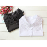 Maxbell Wholesale 6pcs White Women Lace Fake Half Shirt Blouse Collar Cotton Accessroy