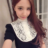 Maxbell Ladies Lace Floral Fake Choker Collar Necklace Detachable Half Shirt Blouse Tops