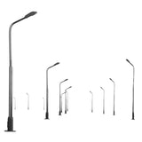 Maxbell 10pcs Model Cars with Light for Scenery Layout or Diorama 12V+10pcs Model Street Lamp Lights Single Head for Model Train Layout Scenery