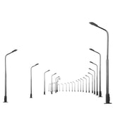 Maxbell 8x10pcs Model Street Lamp Lights Single Head for Model Train Layout Scenery