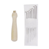 Maxbell 7 Felting Needles Wooden Handle Holder + Finger Protectors Wool Felt Craft Tools