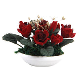 Maxbell 1/12 Dollhouse Miniature Clay Plant Rose Gypsophila Flower In Ceramic Pot