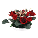 Maxbell 1/12 Dollhouse Miniature Clay Plant Rose Gypsophila Flower In Ceramic Pot
