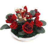 Maxbell 1/12 Dollhouse Miniature Clay Plant Rose Gypsophila Flower In Ceramic Pot