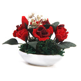 Maxbell 1/12 Dollhouse Miniature Clay Plant Rose Gypsophila Flower In Ceramic Pot